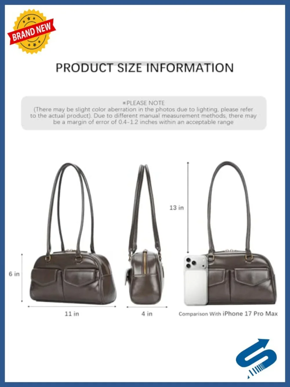 Women's Shoulder Bag with Dual Handles - Faux Leather Swing Handbag